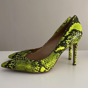 Sam Edelman Neon Yellow and Black Snakeskin Heels